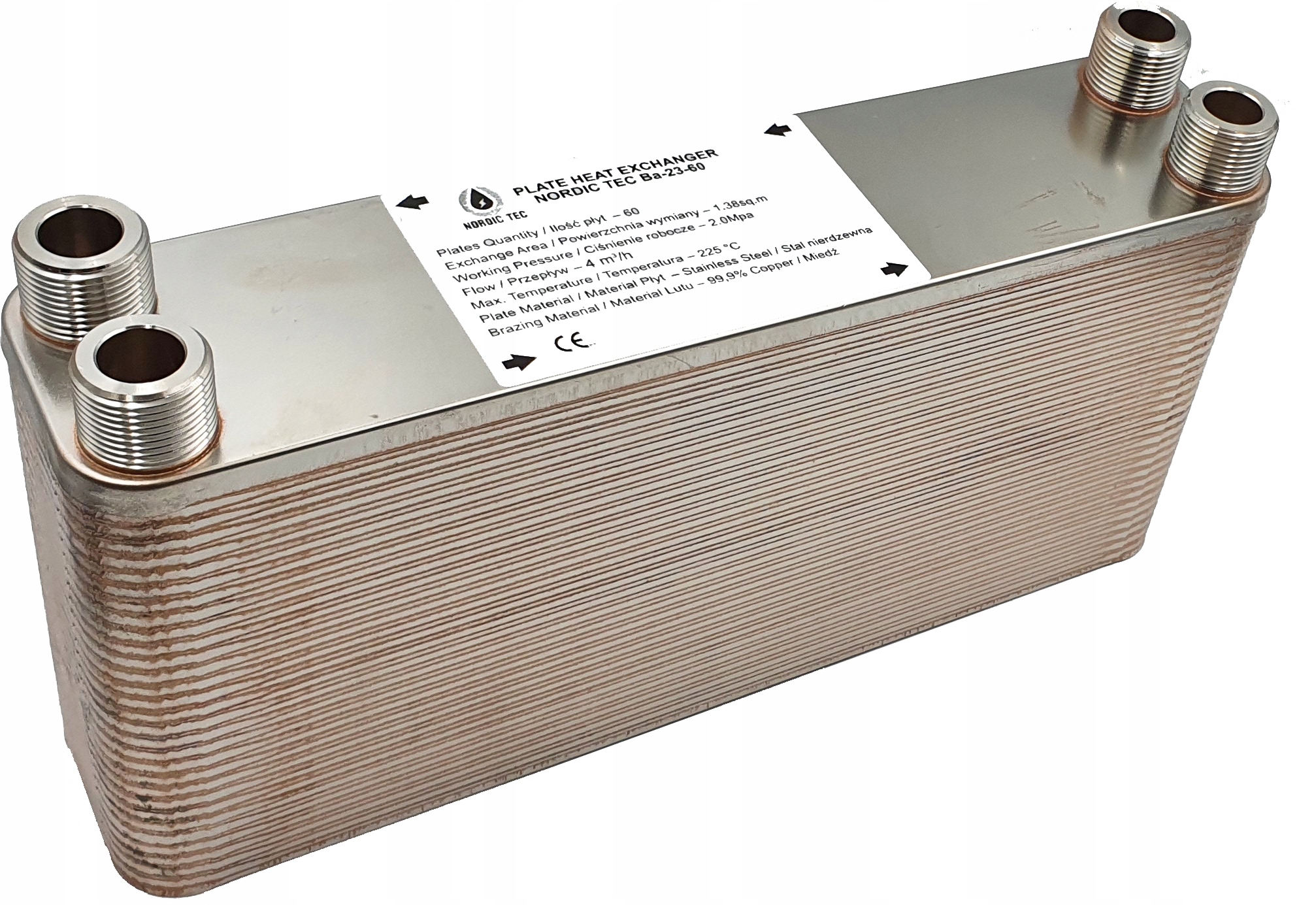 

Wymiennik ciepła 65kW 60-płytowy 3/4 Nordic Tec