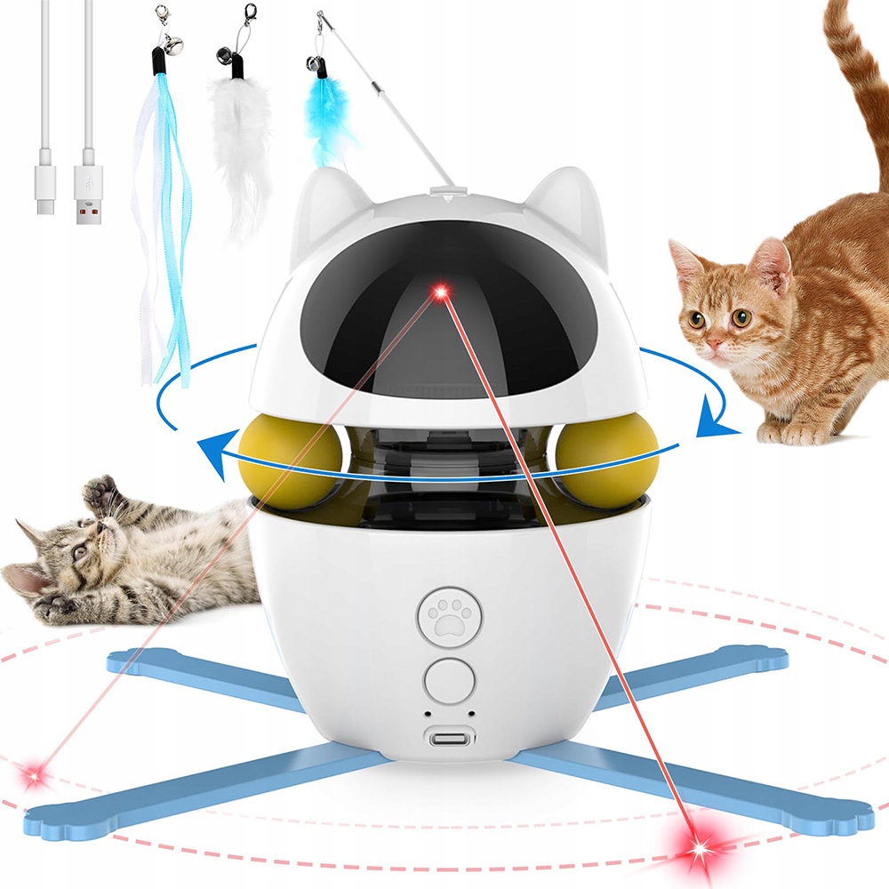 Interaktivní Hračka Pro Kočky 3V1 S Míčkem A Laserem