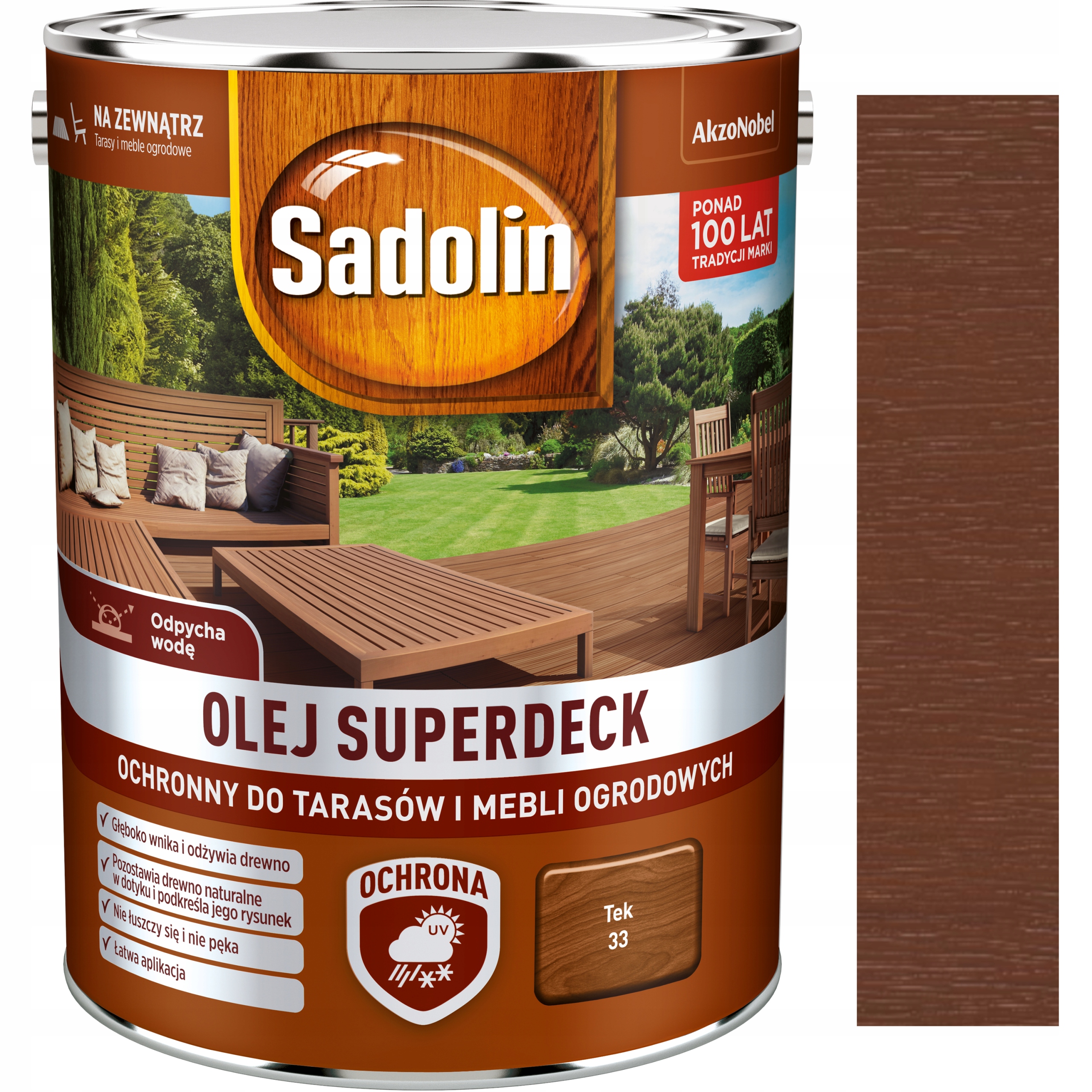 Olej do mebli ogrodowych i tarasów Sadolin Superdeck Tek 5L