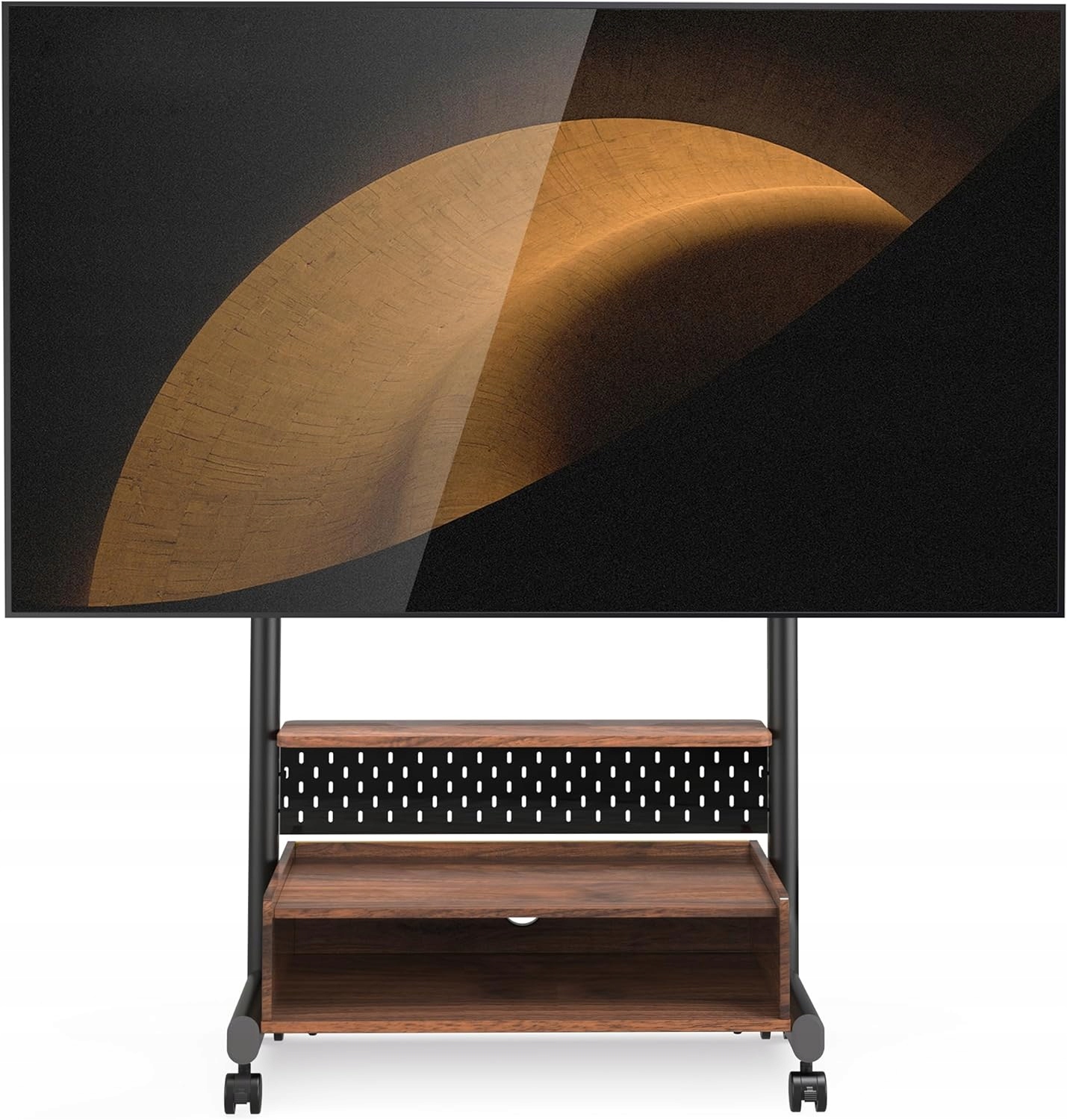 Stojak Wózek Pod Telewizor Mobilny 40-85 Cali Stal Klasyczne Drewno 60 Kg