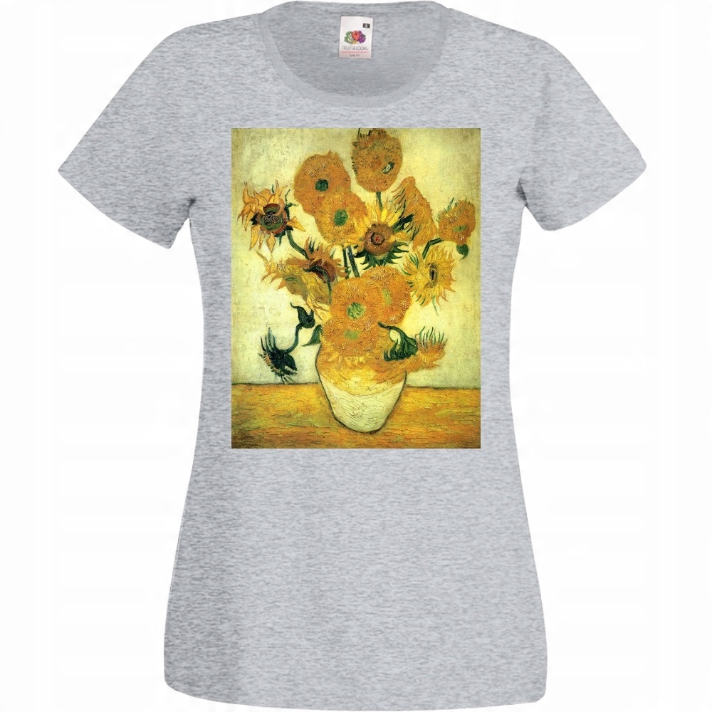 

Koszulka z nadrukiem Van Gogh słoneczniki S szara
