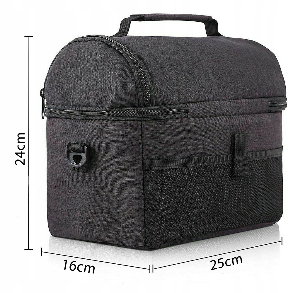 TORBA TERMICZNA IZOLACYJNA WODOODPORNA KUFEREK PASEK LUNCH BOX CZARNA 8 L Wysokość 26 cm