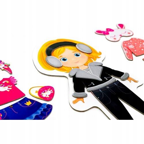 MAGNETYCZNA UBIERANKA KLOCKI MAGNETYCZNE UKŁADANKA GRA MODA UBIERANIE KAFER Wiek dziecka 3 lata +