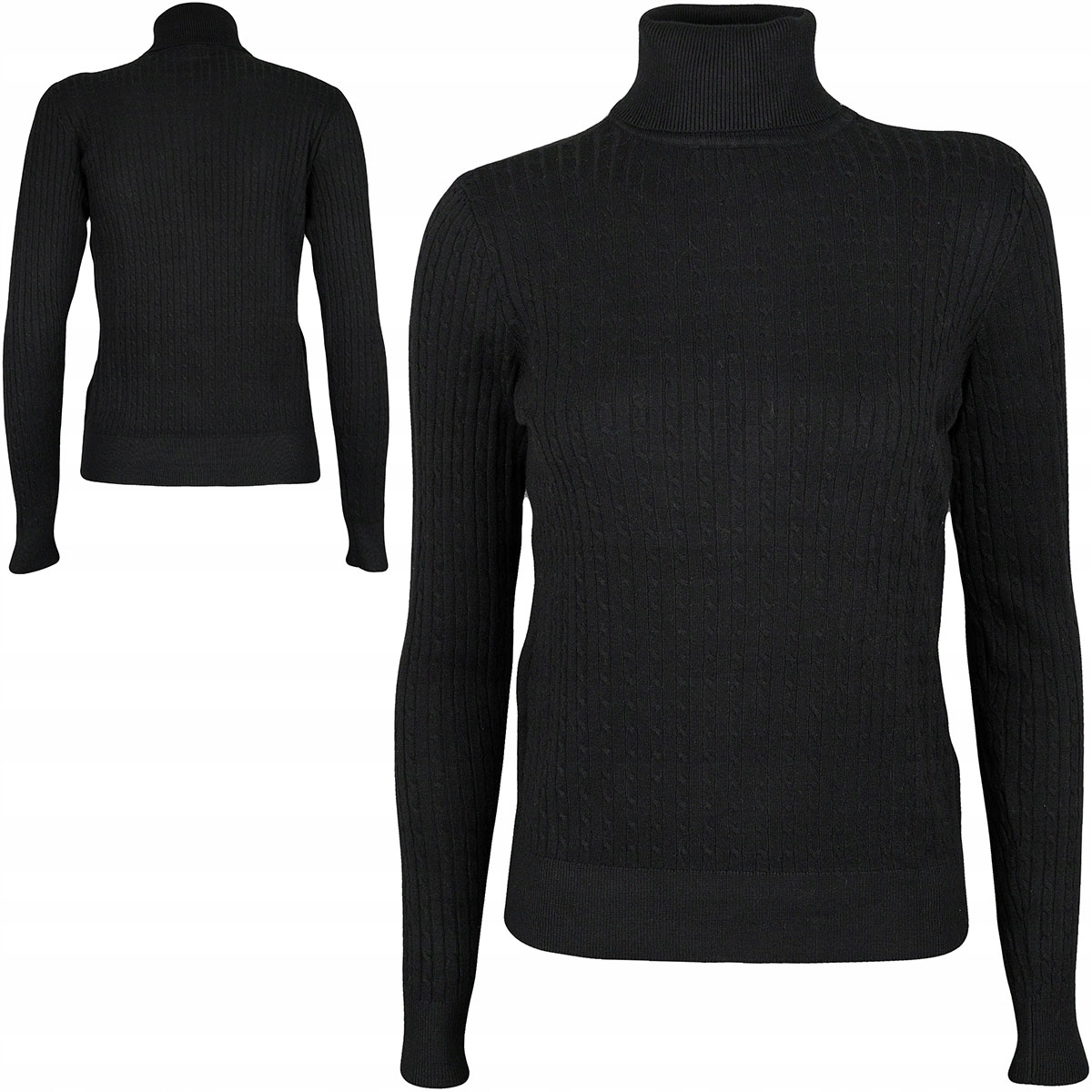 

Piazza Italia Czarny Sweter Golf Warkocze XXL 44