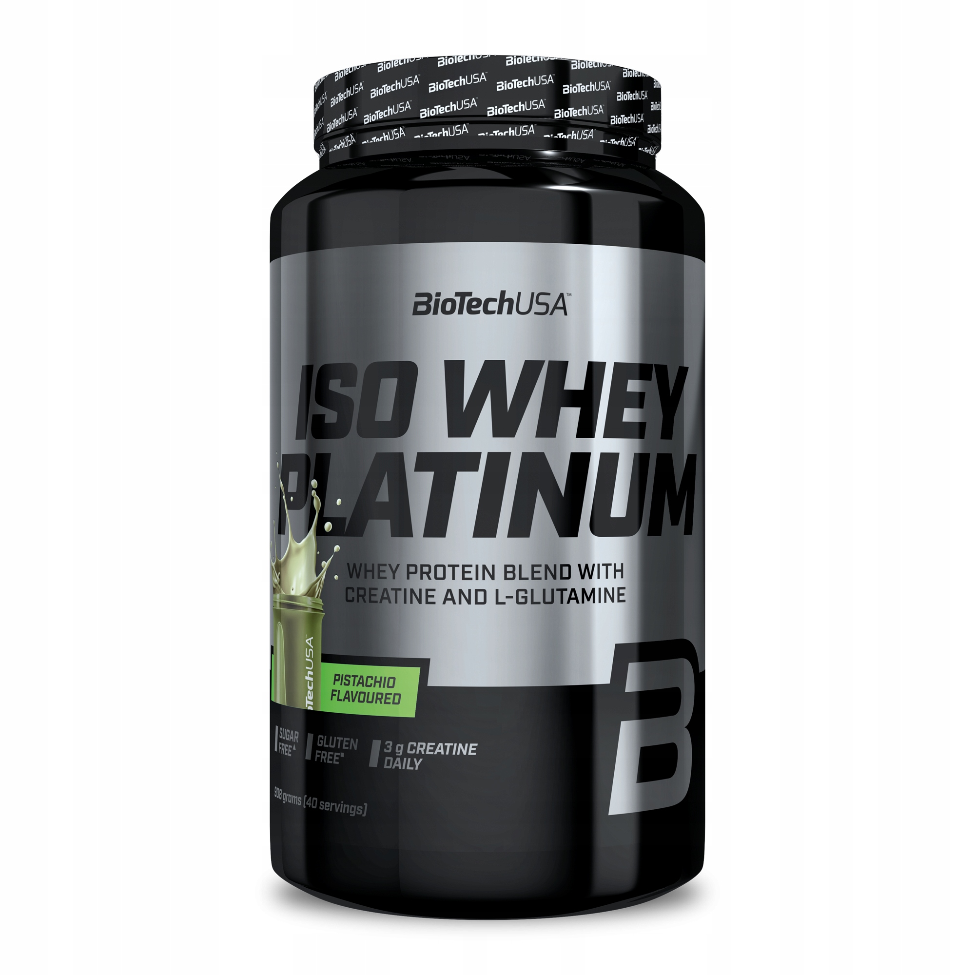 BioTech Iso Whey Platinum 908 g Pistachio Proteinový Izolát Protein Wpi