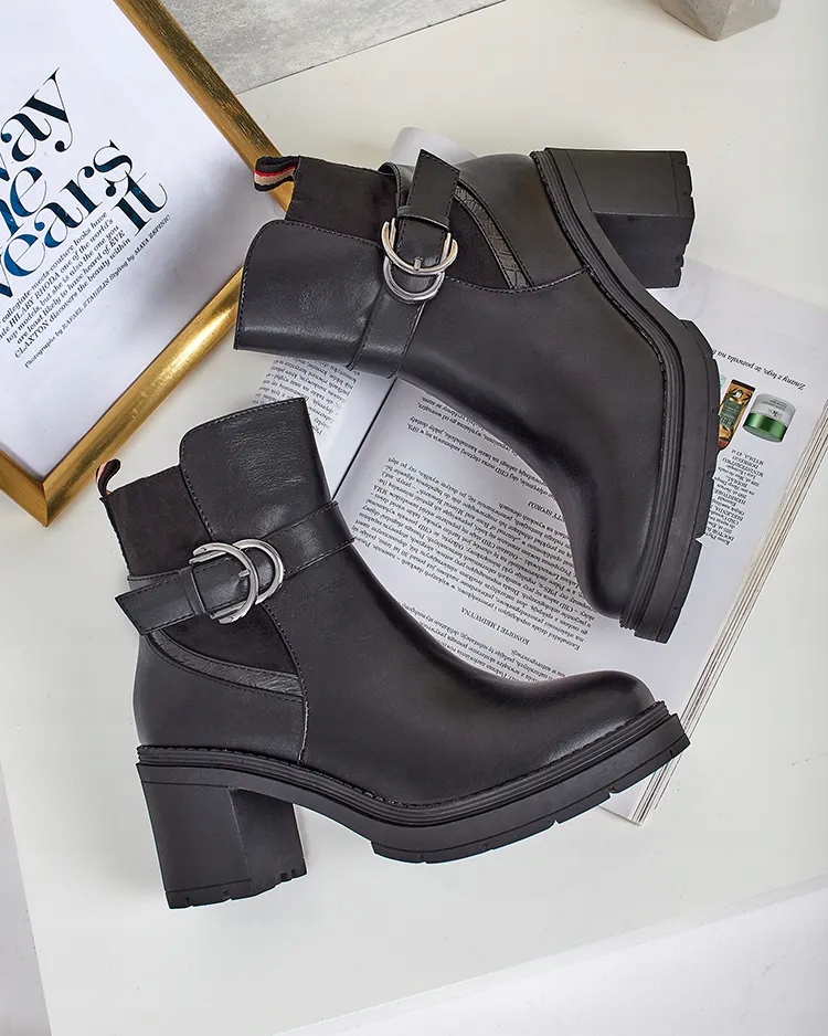 CZARNE BOTKI NA SŁUPKU DAMSKIE RIFOFO 40 Marka Royalfashion