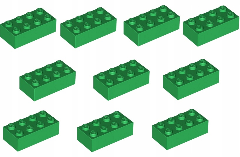 

Lego Belka 2x4 zielony 3001 - 10 szt