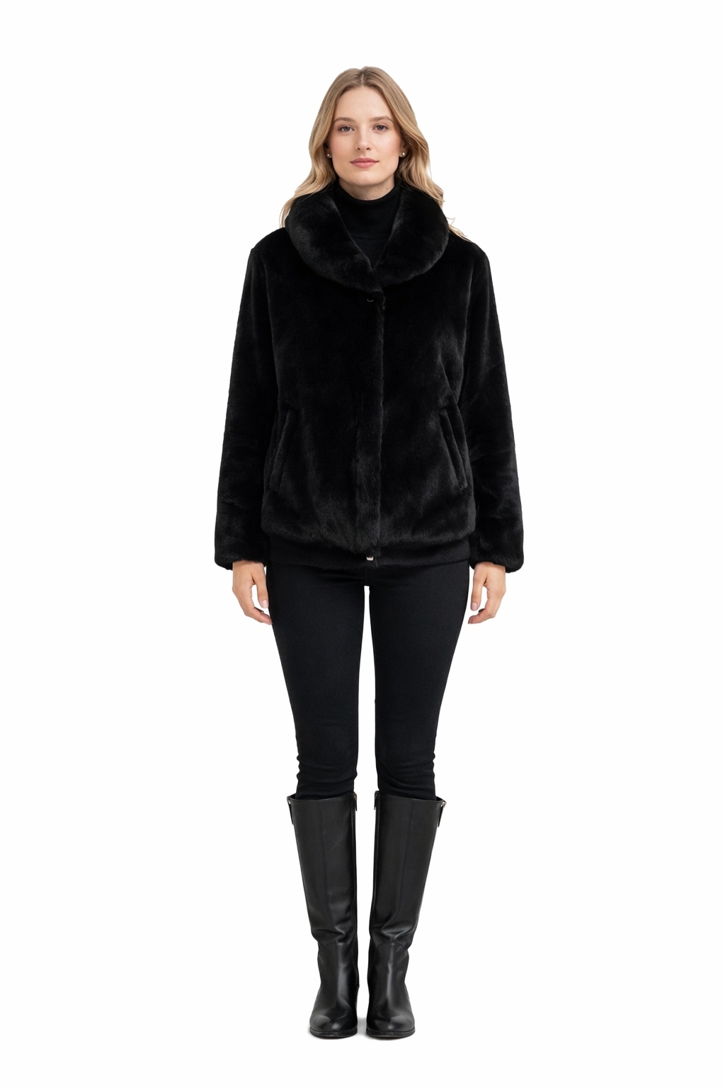 Morgan Krátký Černý Kožešinový Límec Luxury Kožešina 36 I3C