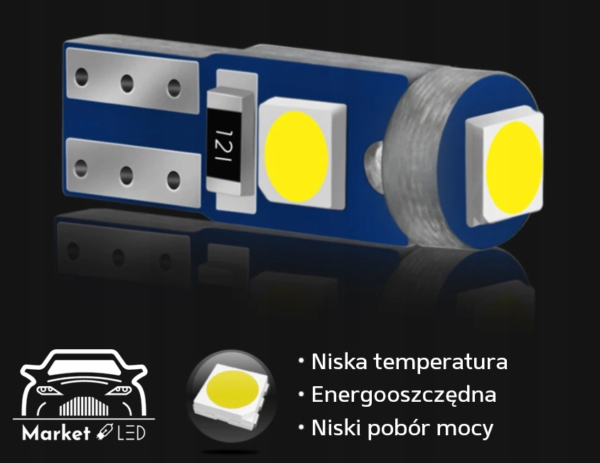 5x - Żarówka R5 T5 3 x POWER LED W1,2W W2W MOCNE Numer katalogowy części 3