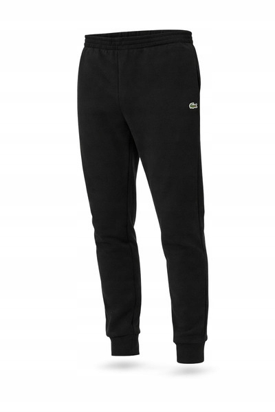 Spodnie dresowe męskie Lacoste Slim Fit czarne XH9624 logo XXL