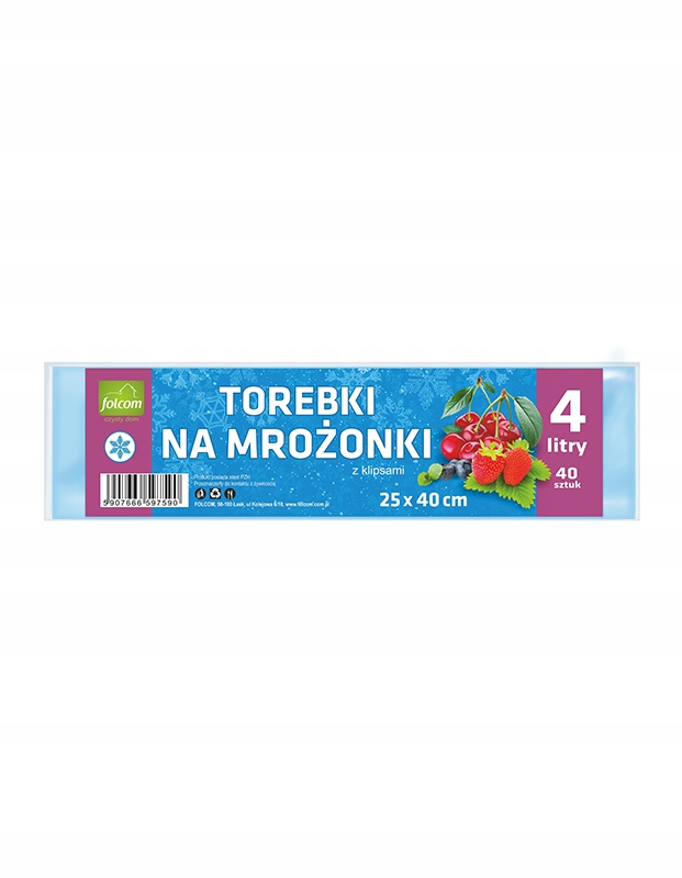 

Woreczki do mrożenia z klipsem Folcom 4 l 40 sztuk