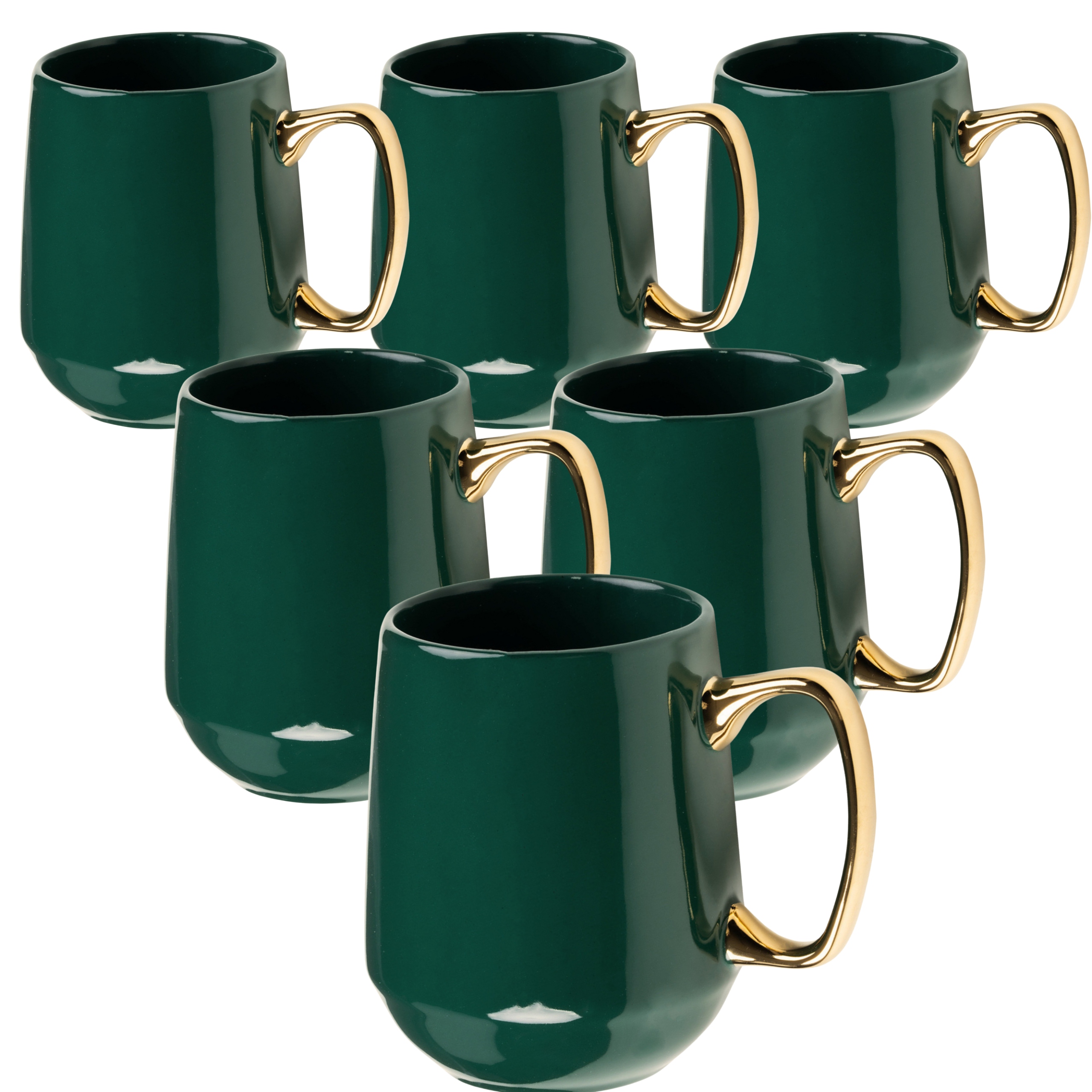 6XKUBEK ZIELONY ZŁOTY 300ML KOMPLET ZESTAW KUBKÓW SZKLANEK BUTELKOWA ZIELEŃ