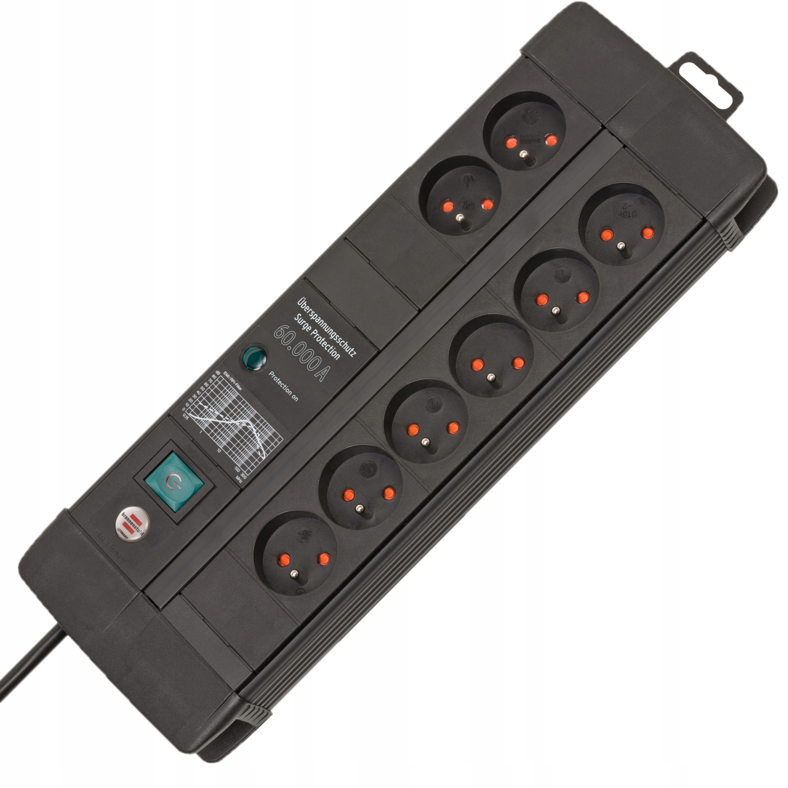 Brennenstuhl Prepäťová Lišta 8 Zásuviek 3 m 60000 A 3680 W S Vypínačom