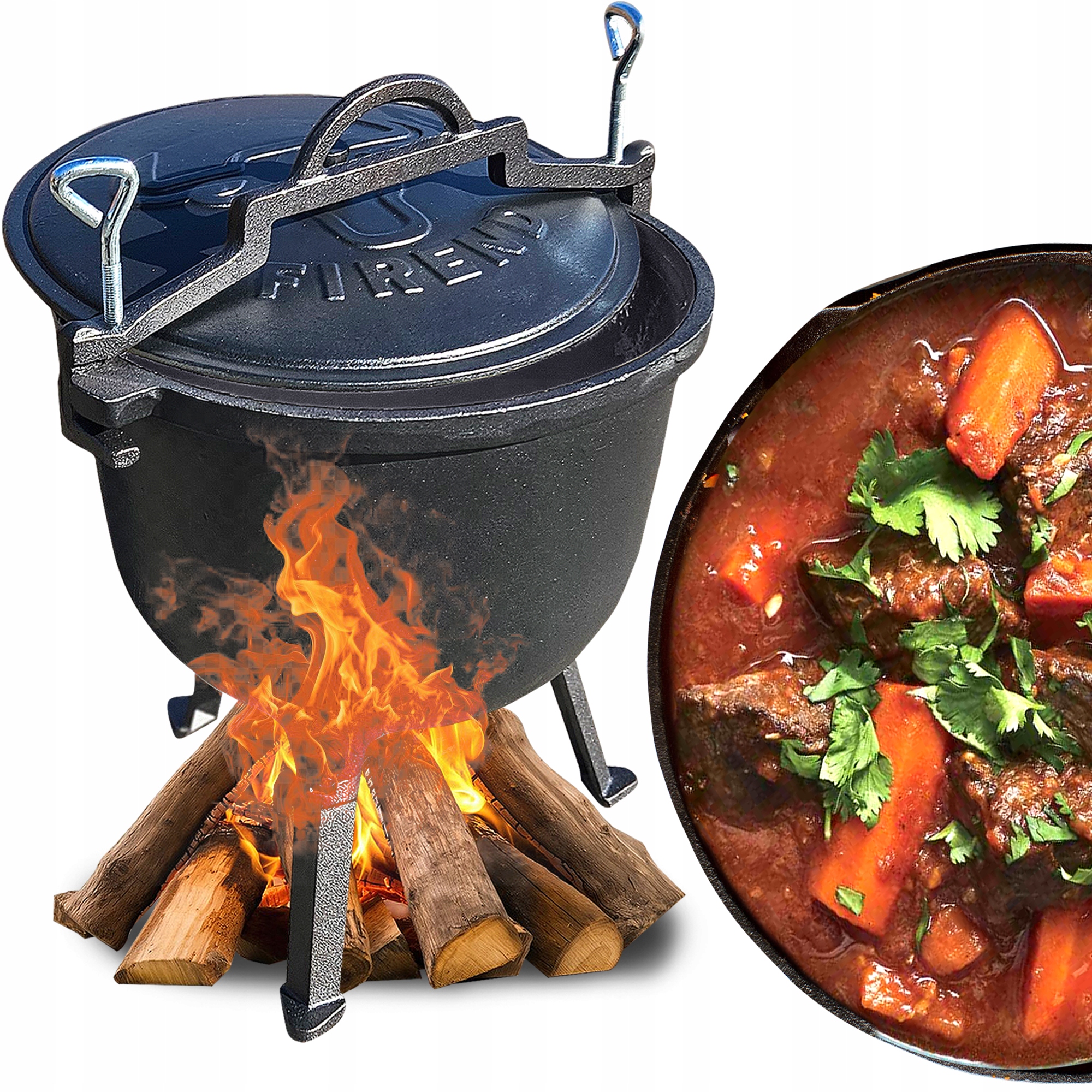 Litinový lovecký kotlík 15L maďarský na oheň FI35cm Firend