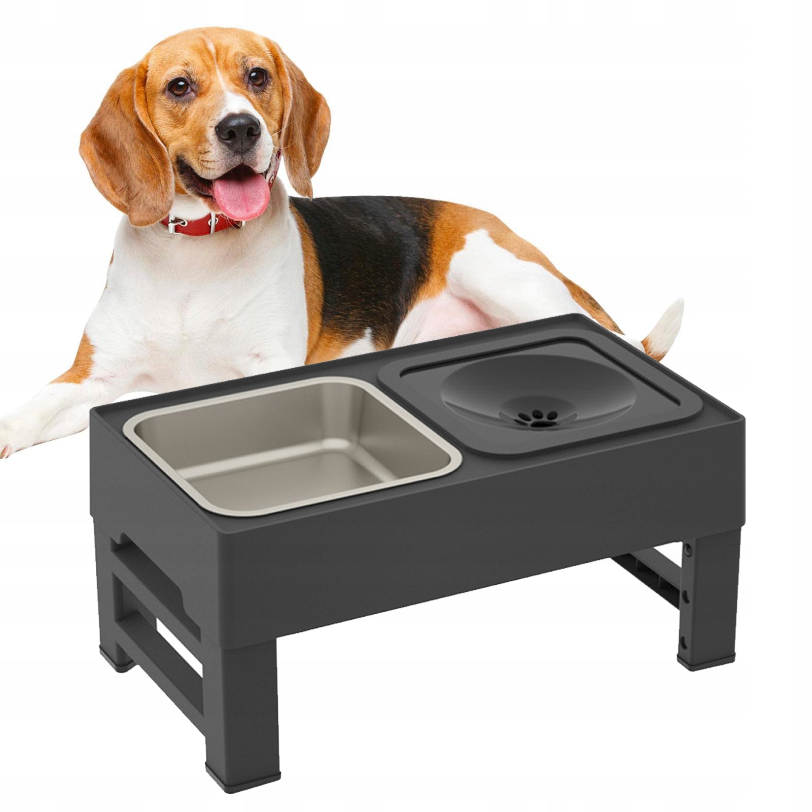 Levně Miska Pro Psa 2V1 Kovová Na Stojanu Nechytlavá, Nastavitelná, Zpomalovací