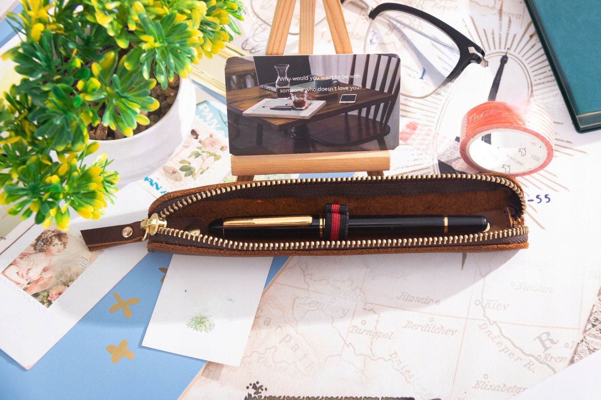 NA DŁUGOPISY Z PRAWDZIWEJ SKÓRY RETRO BRĄZOWY Typ inny