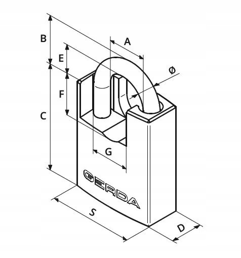 Kłódka GERDA 70 Wzmocniona Żeliwna Chroniony Pałąk Marka GERDA