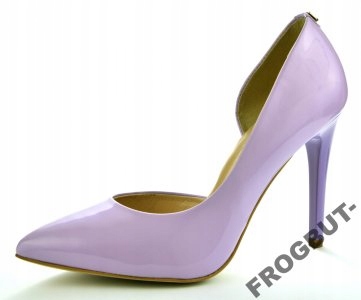 Lila lak kožené lodičky s vykrojeným bokem lodičky Sala 38