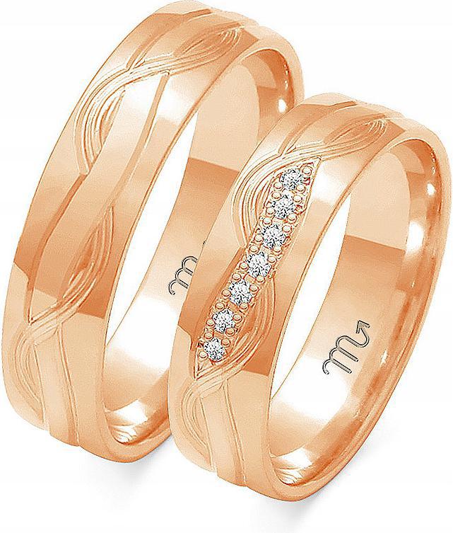 Růžový zlatý snubní prsten pro pár svatba 585 r 26 27 28 pro mladý pár dámský