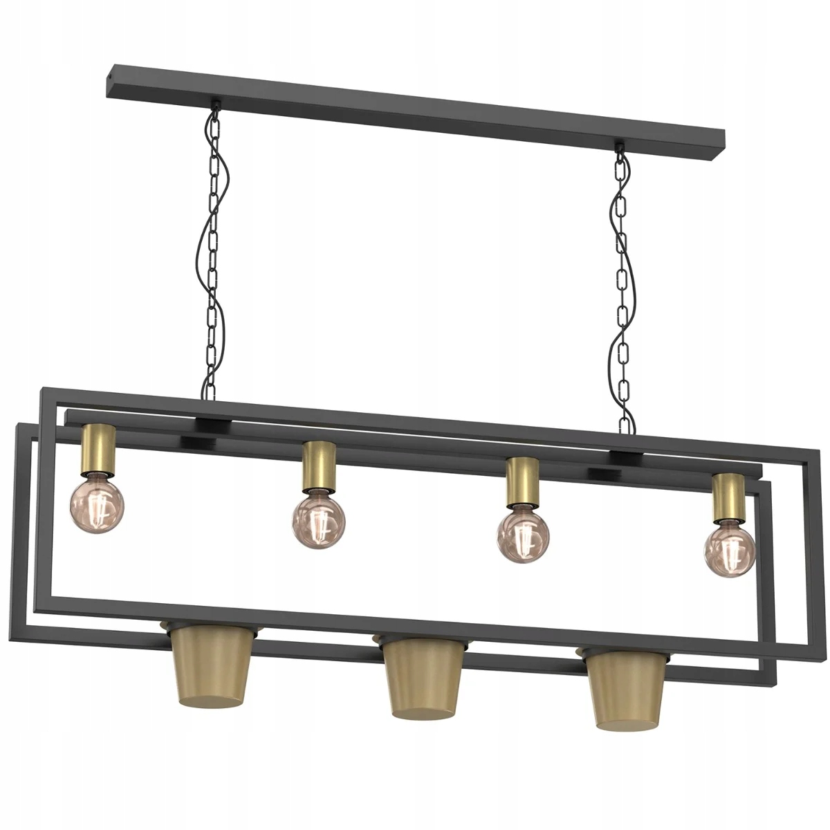 Geometrická závěsná lampa černá zlatá s 4 body květinových záhonů 110 cm Luminex