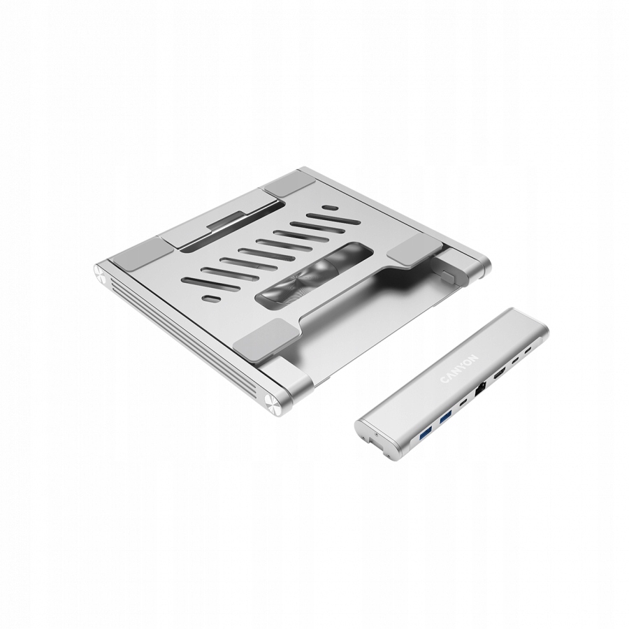 Canyon Podstavec pod notebook s Hdmi hubom 2xUSB RJ45 Pd strieborný