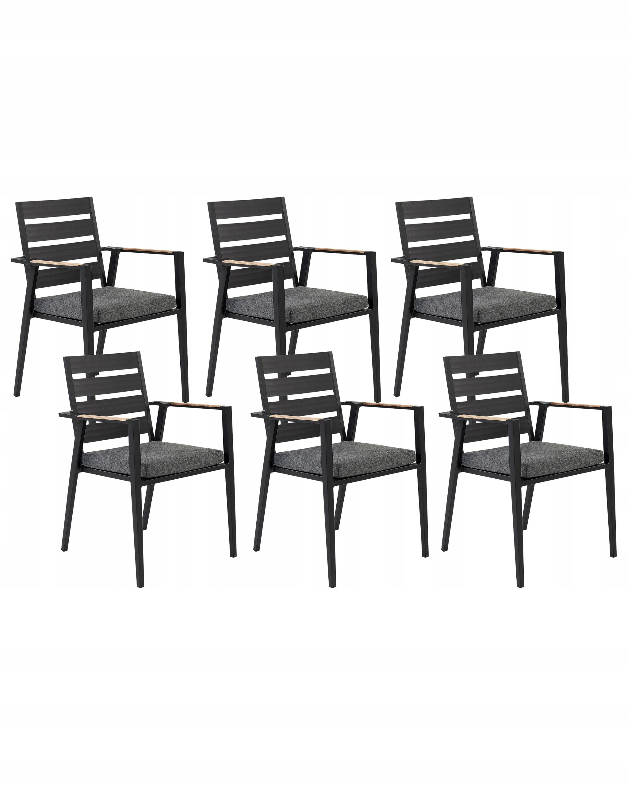 Zestaw 6 krzeseł czarny aluminium ogród