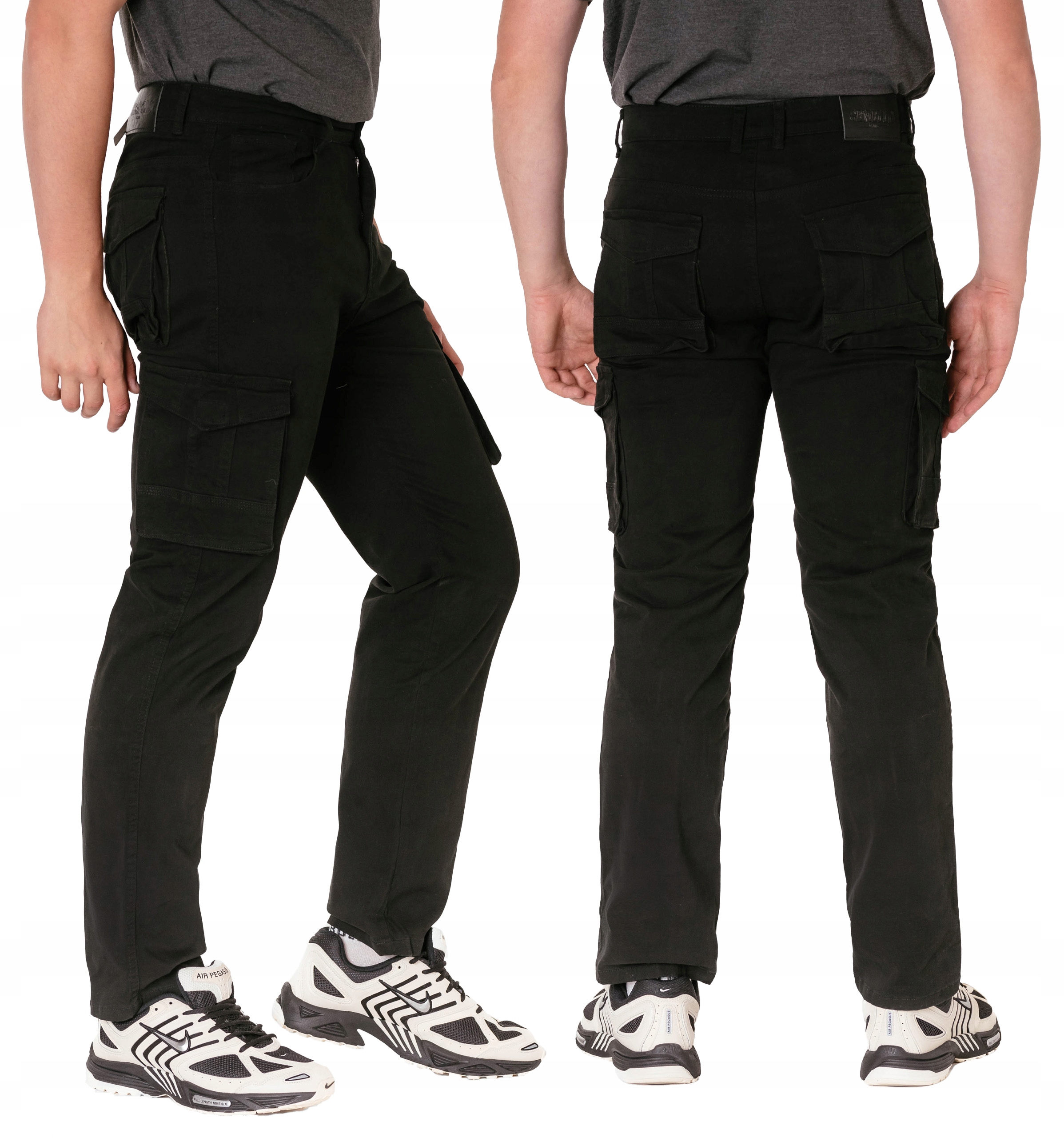 Czarne Spodnie Bojówki Męskie Trekingowe Militarne Cargo 7 Kieszeni 5660 32