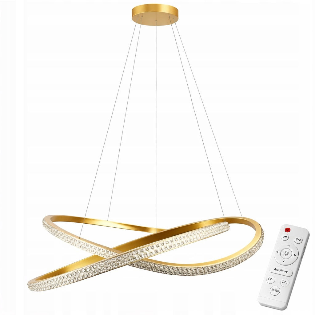 Led Stropná Lampa Stropné Svietidlo Závesná Luster 3 Farby Zlatá Kryštál Krúžky Ko