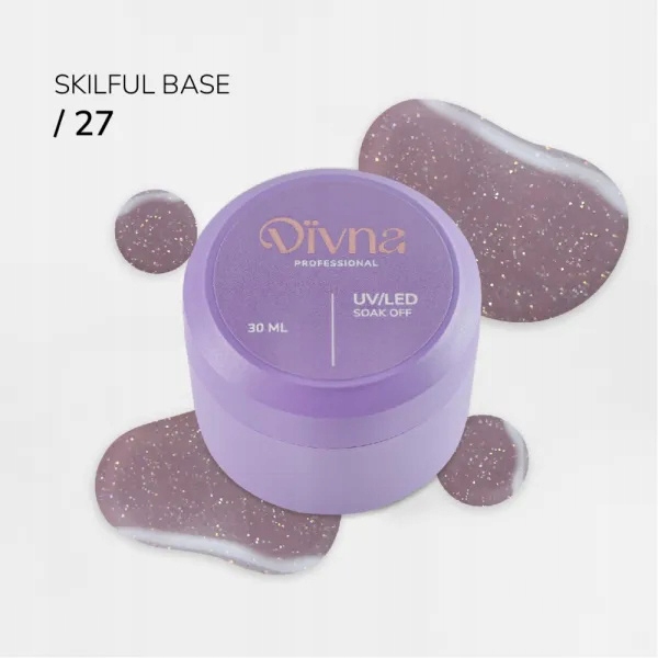 Divna Skilful Base 27 Hybridní báze 30 ml – fialová s částečkami