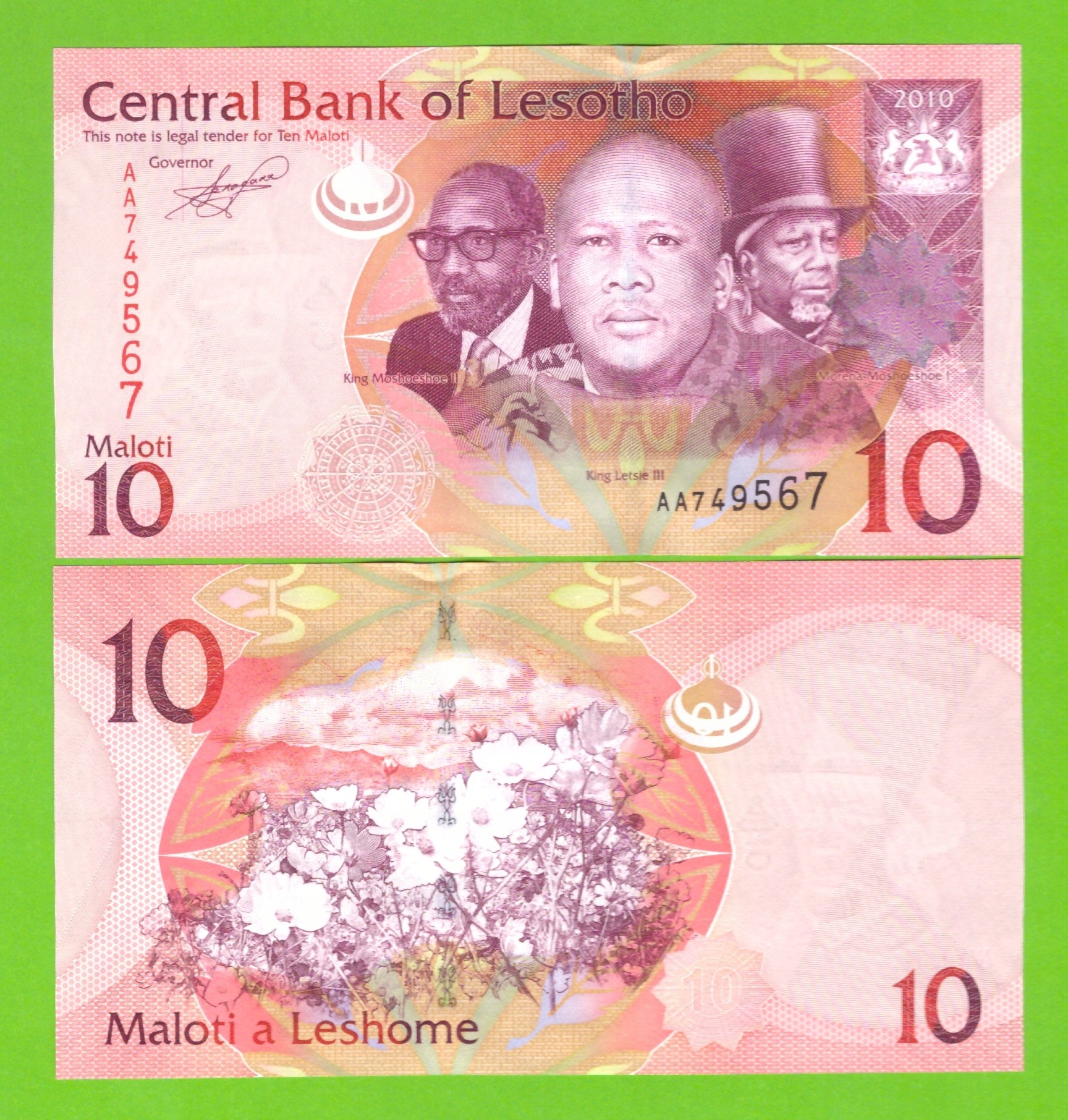 LESOTHO 10 MALOTI 2010 P-21a UNC