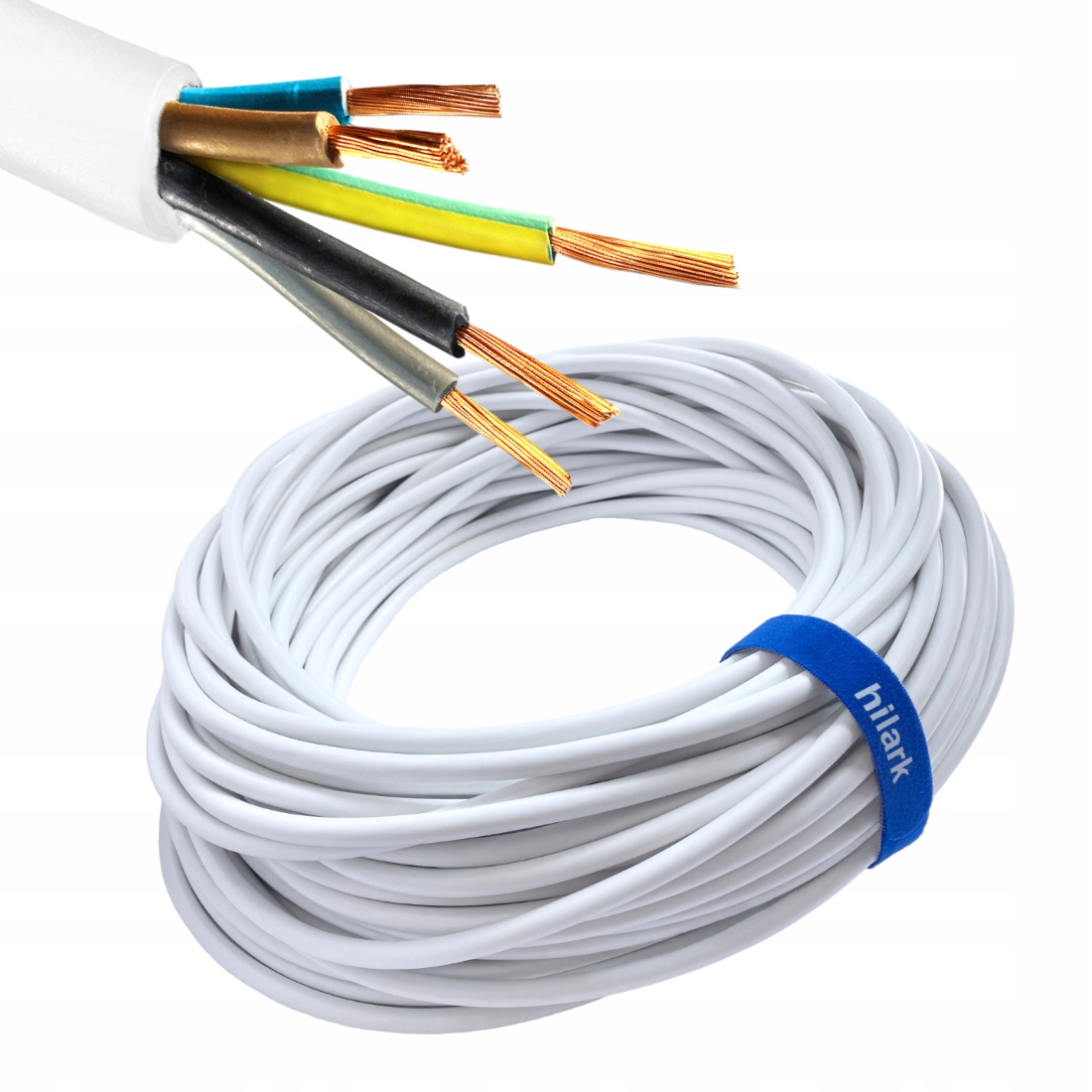 Kábel silový H05VV-F Owy 5x0,75 Predlžovací biely 100 m