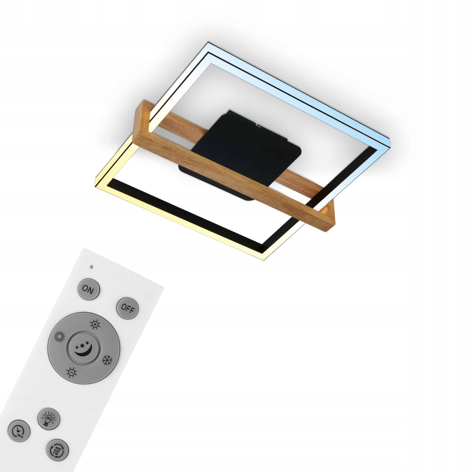 Stropné Led svietidlo Briloner Cct ​​40W 4000lm čierna/drevo 49 cm