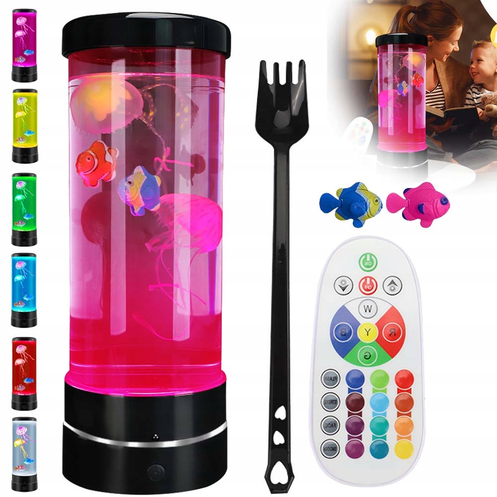 Lawa Led Lampa Medúzy Akvárium Lampka Rgb 17 Barev Noční Lampa S Dálkový Ovladač