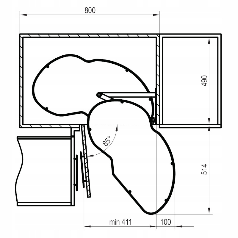 Nerka półka OPTIMA Lewa 800/450 corner REJS 800 / 450 mm kosz biały lewy Producent Rejs