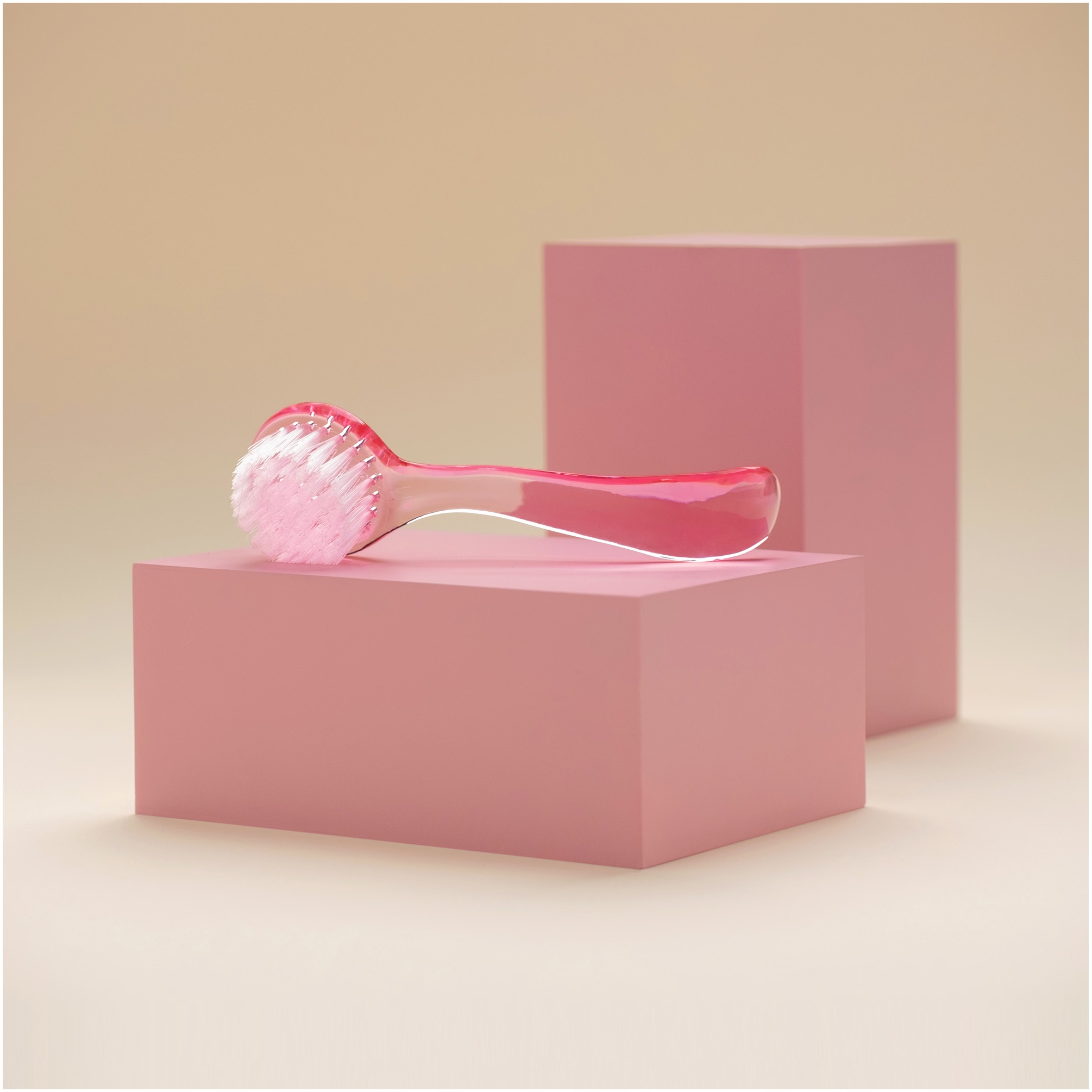 Szczoteczka do Paznokci z Rączką do Usuwania Pyłu Miękka Okrągła Różowa Kolor różowy