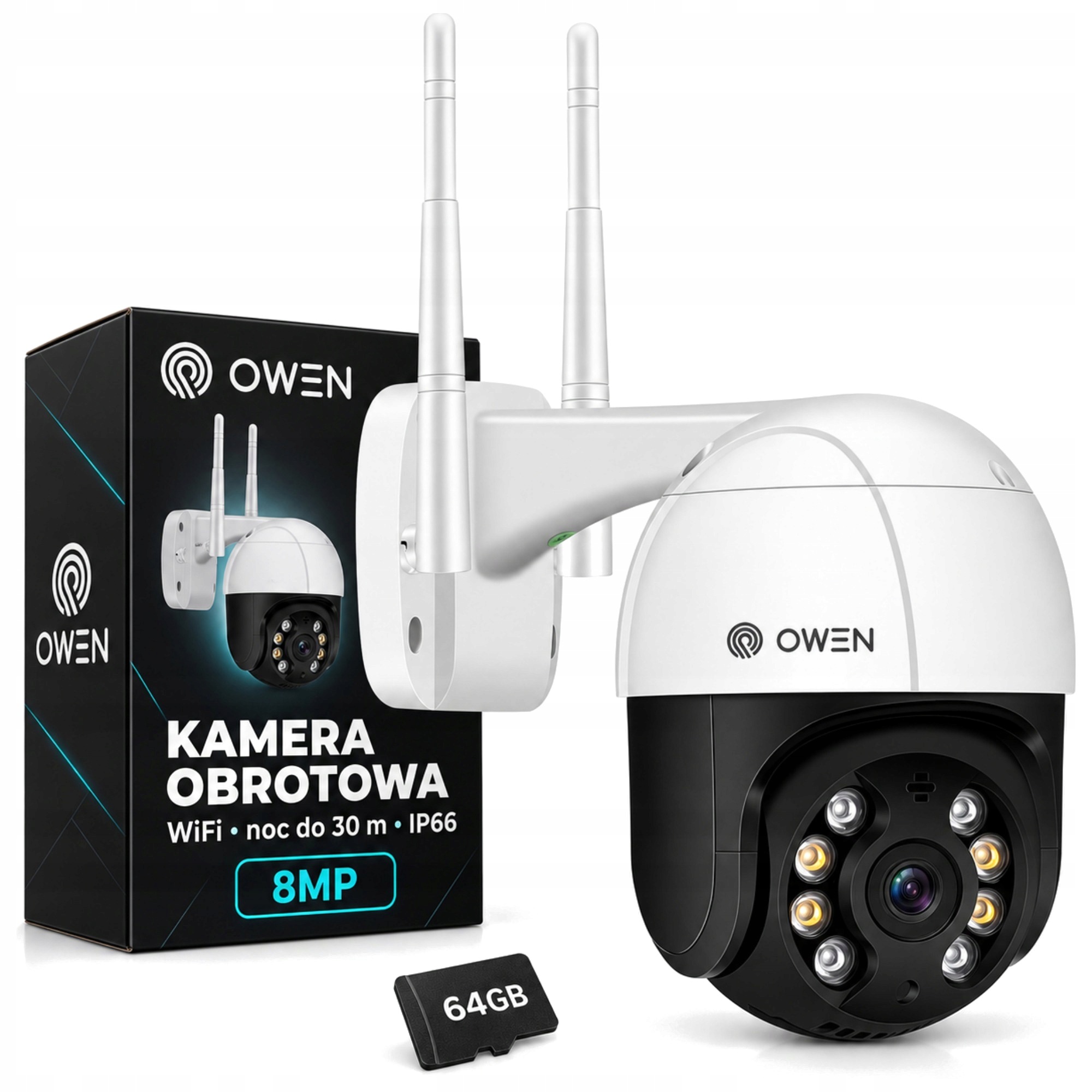 Venkovní otočná Ip WiFi kamera 8MP s kartou 64GB sledování zvuku IP66