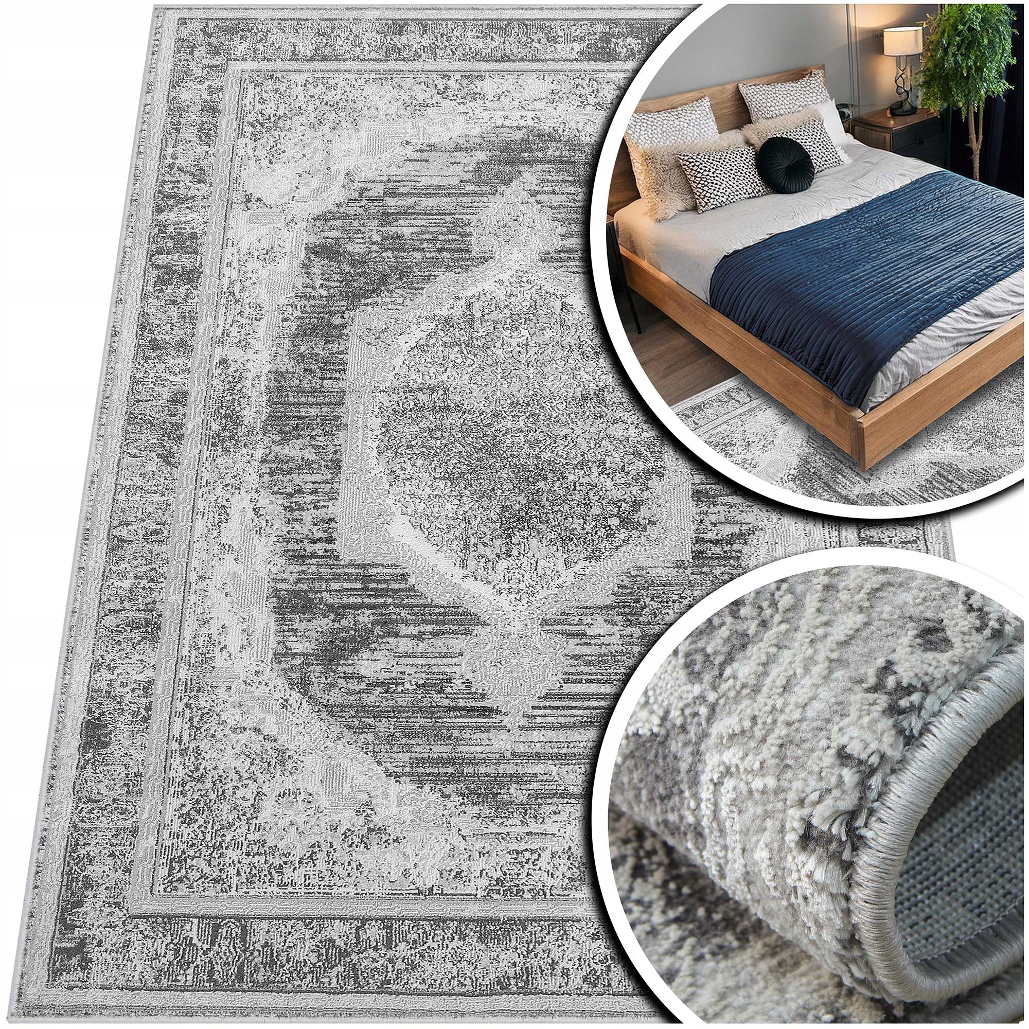 Exkluzivní Předložka Do Ložnice Třpytivá Šedá Koberec Do Pokoje 80x150