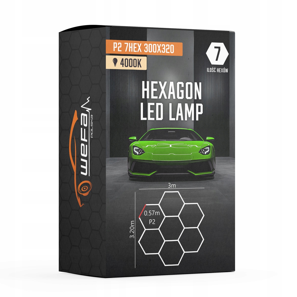 Led lampa Hq Hexagon P2 7HEX 4K 300x320 Medová Plástev Dílna Garáž Salon