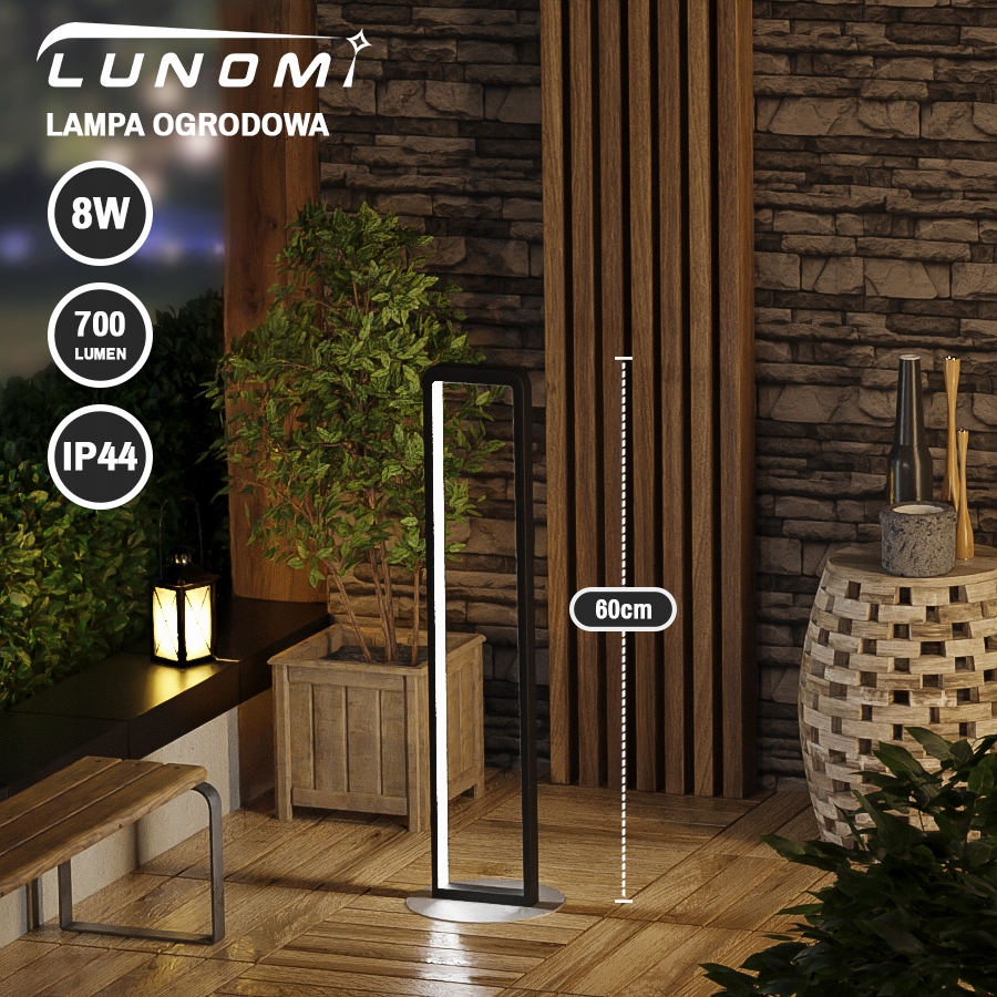 Lampa ogrodowa słupek prostokąt czarny zintegrowane źródło LED Marka SuperLED