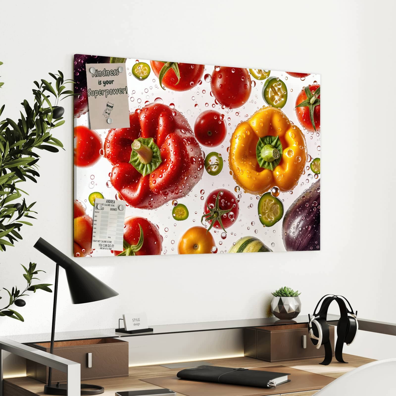 Magnetická tabule Barevné Svěží Zelenina 90 × 60 cm