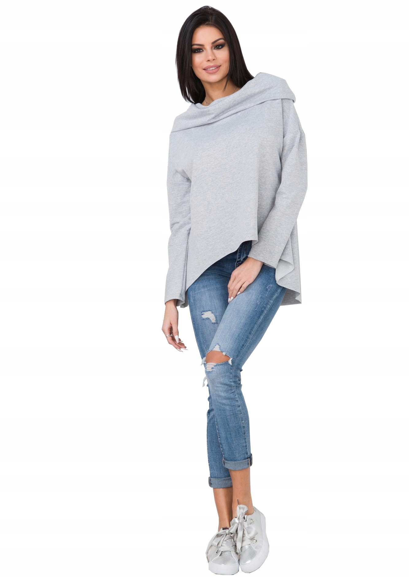 

Asymetryczna Tunika Bluza Sukienka Komin Kaptur XL