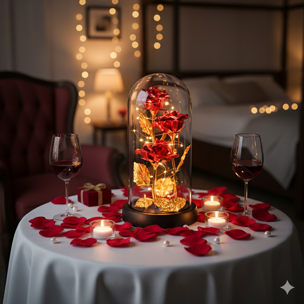 ВІЧНА СВІТЛОДІОДНА ТРОЯНДА У СКЛІ - ПРЕКРАСНА ІДЕЯ ДЛЯ ПОДАРУНКА НА ДЕНЬ СВЯТОГО ВАЛЕНТИНА. Оригінальна упаковка.