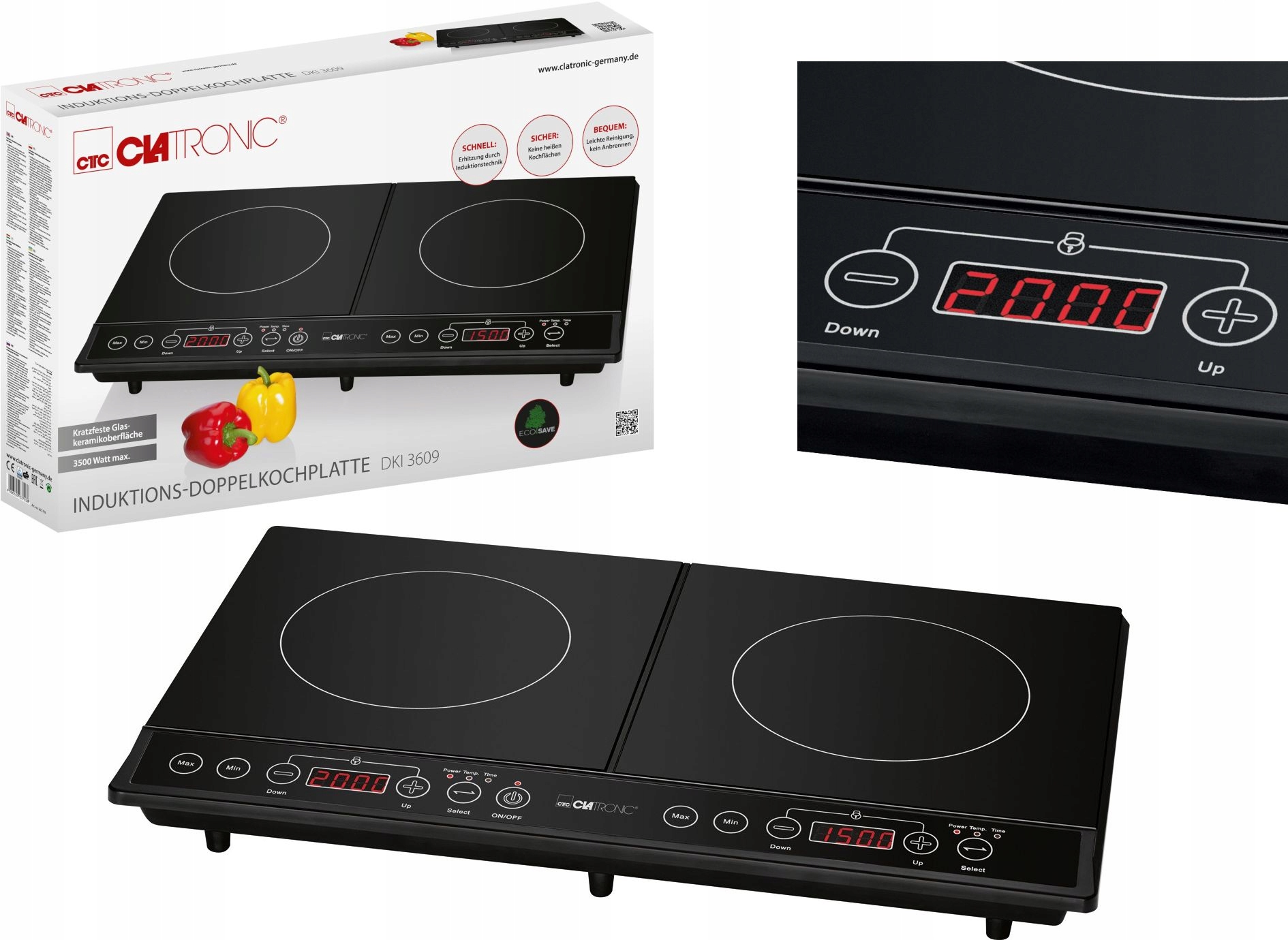 Kuchenka Płyta Indukcyjna Podwójna Dwupalnikowa Cl