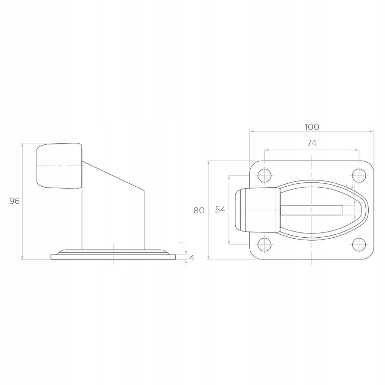 ODBOJNIK OGRANICZNIK STOPER ODBÓJ DO BRAMY ZATRZASK WYSOKOŚĆ 95mm Kod producenta 60.038