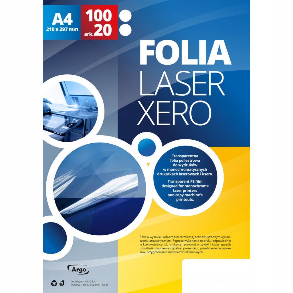 Fólie LX pro laser xero/tiskárnu (100 Ks) 413038 Argo Argo
