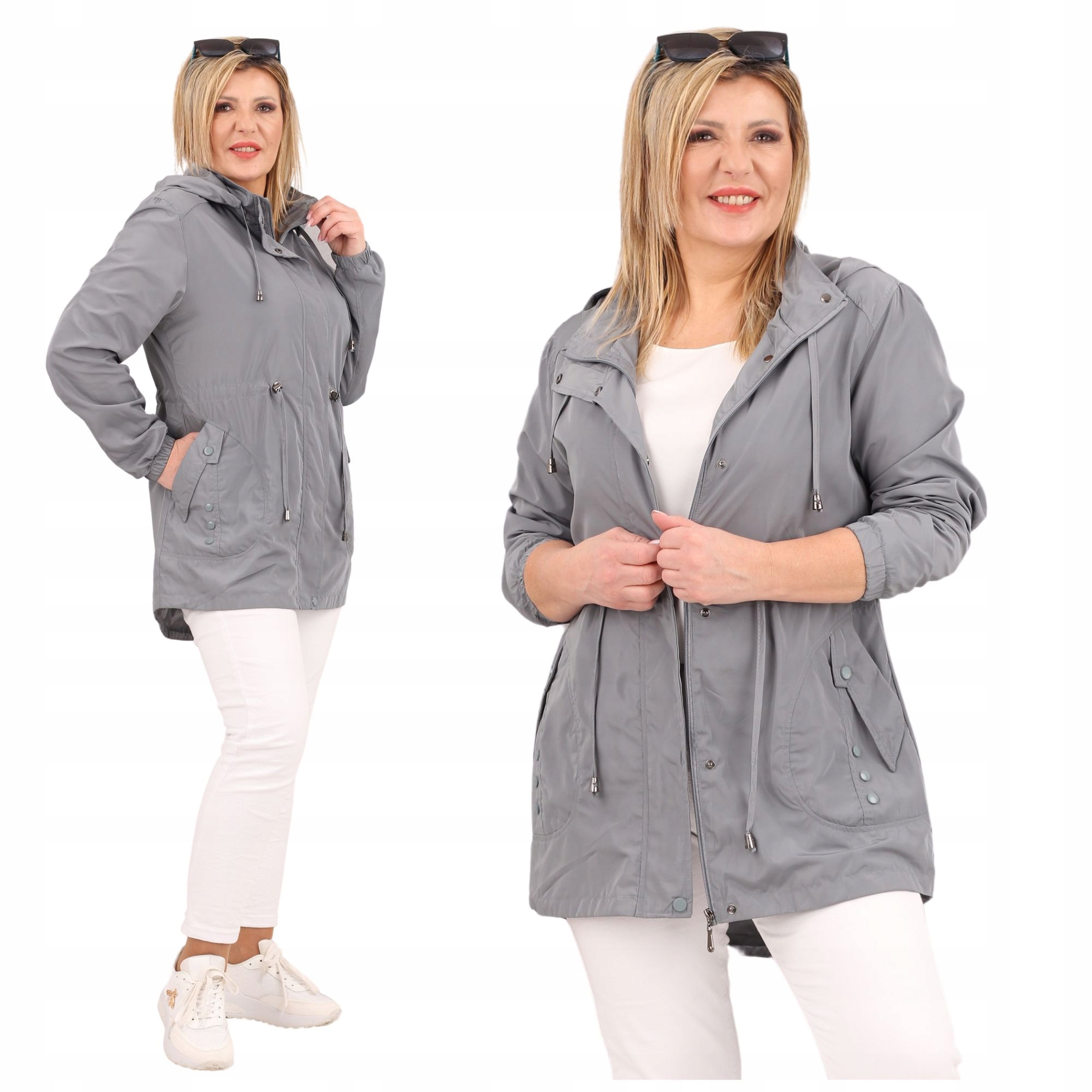 Kurtka Damska Parka Cienka Jesienna Przejściowa Z Kapturem Rozmiary