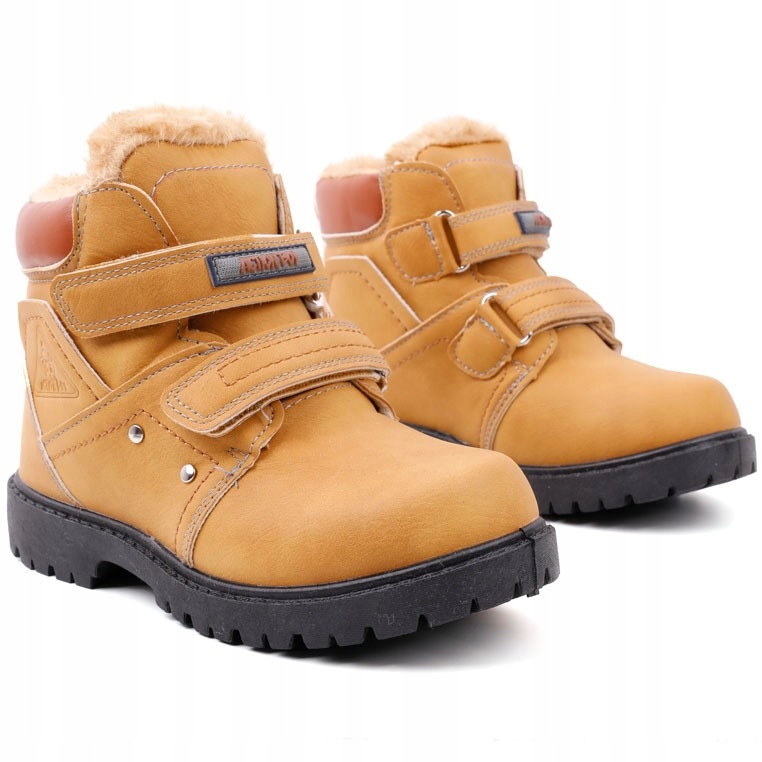 

Traperki chłopięce ocieplane brązowe zimowe rzepy