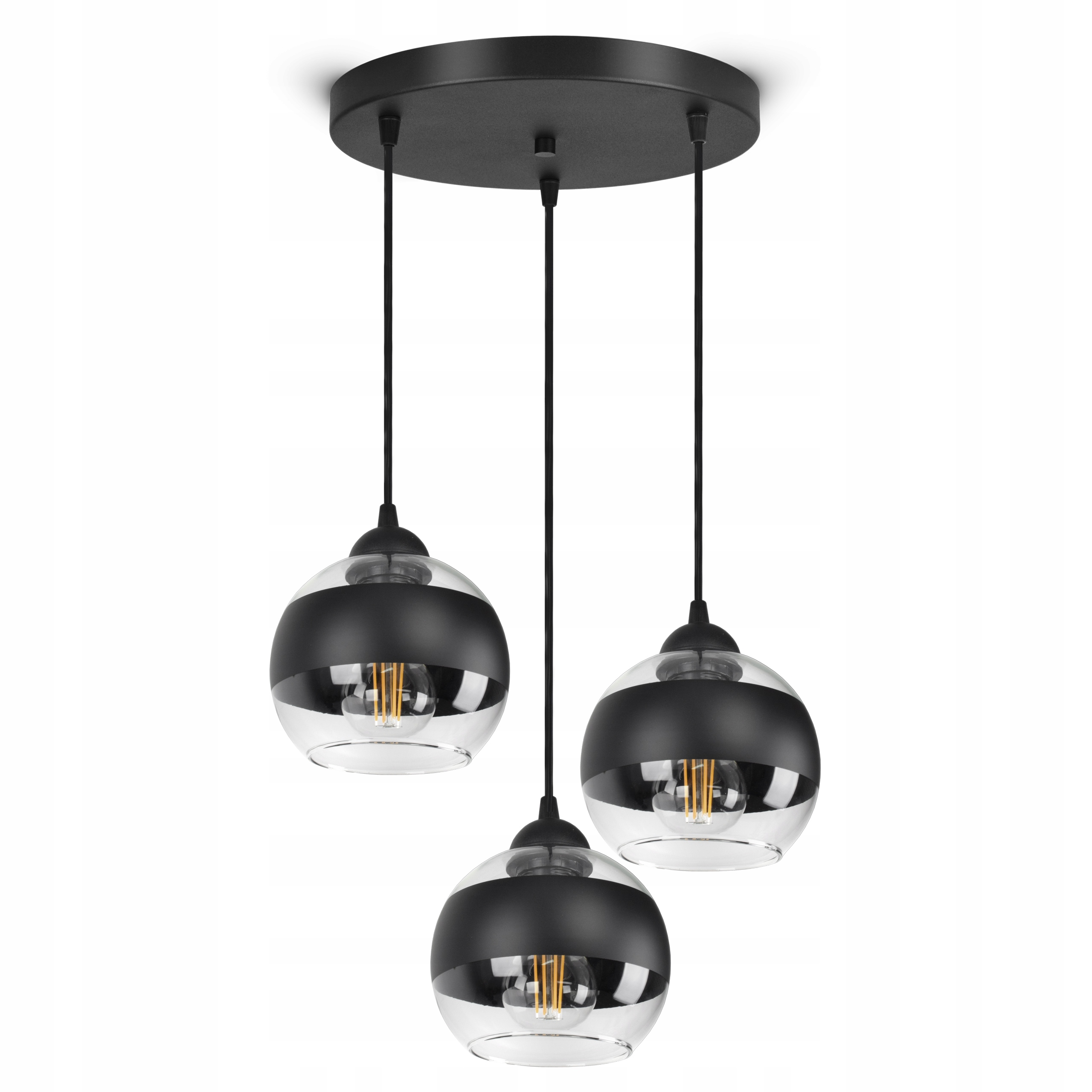 Závěsná stropní lampa Lustr Černá Skleněné Koule Černý Belt EZ3 Led E27