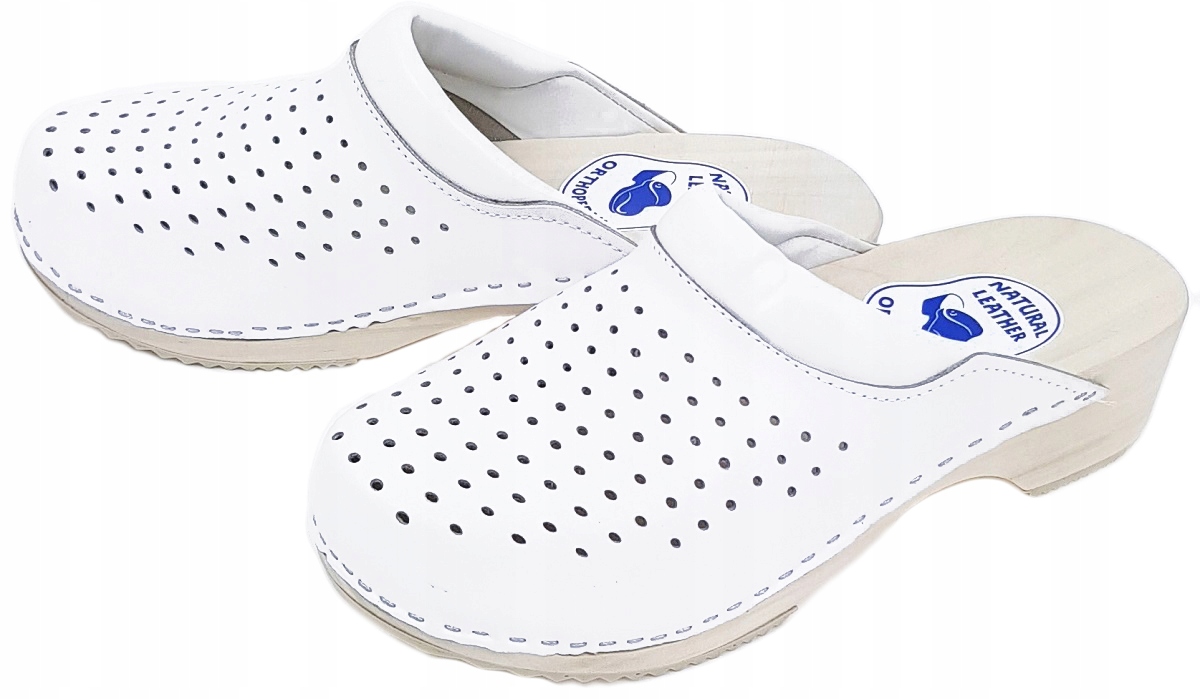 Chodaki Drewniaki Medyczne Męskie BIAŁE *44* PL Model DRD 079