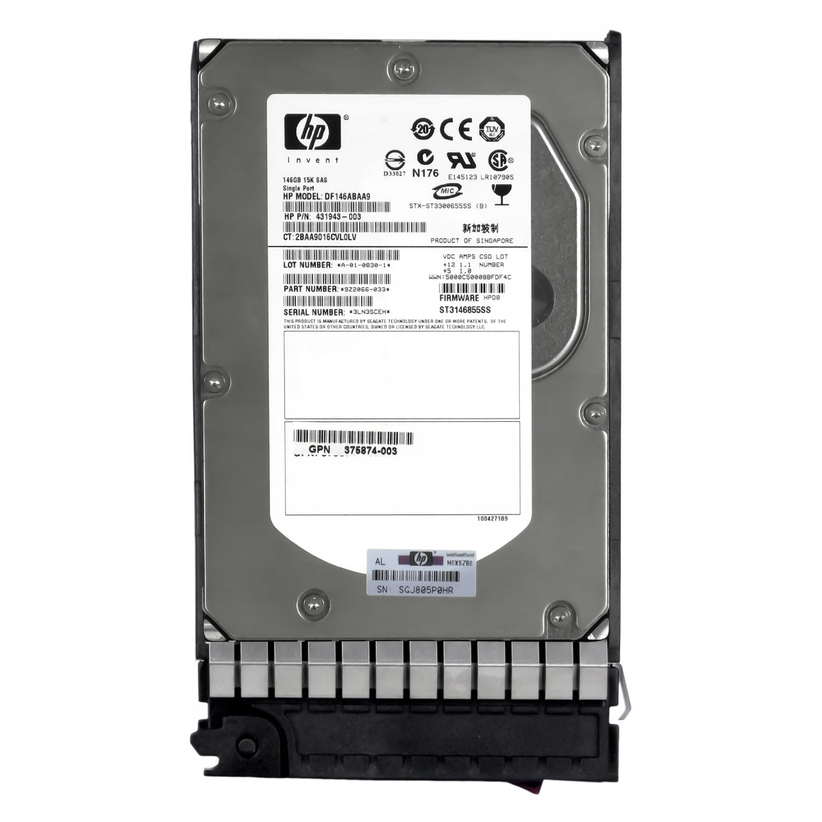 Hp 431943-003 376595-001 146GB 15K 16MB Sas 3.5'' DF146ABAA9
